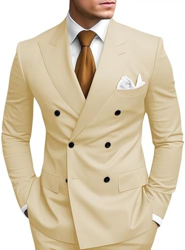 Slim Fit Peak Lapel Double Breasted Suit Set for Men | Wedding and Prom