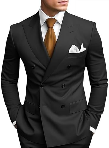 Slim Fit Peak Lapel Double Breasted Suit Set for Men | Wedding and Prom