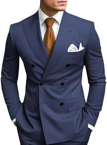 Slim Fit Peak Lapel Double Breasted Suit Set for Men | Wedding and Prom
