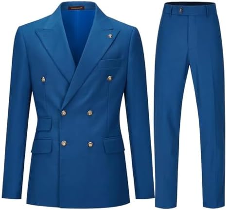 Double Breasted Slim Fit Two Piece Suit Set for Men | Wedding and Business