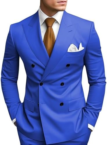 Slim Fit Peak Lapel Double Breasted Suit Set for Men | Wedding and Prom