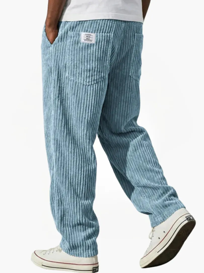 Corduroy Relaxed Fit Drawstring Pants for Men | Adjustable Waistband Casual
