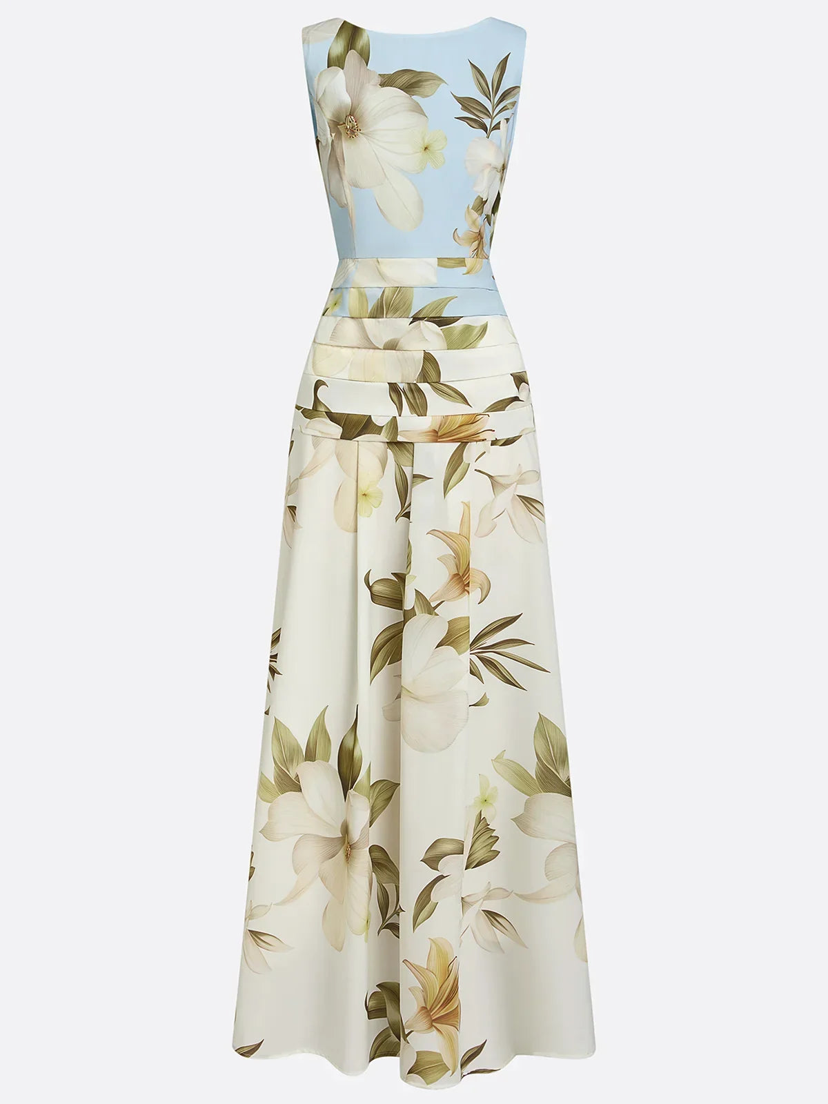 Floral Boat Neck Sleeveless Maxi Dress for Women | Wedding Guest
