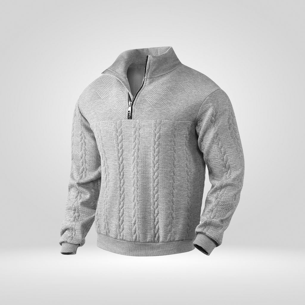 Men's Half-Zip Sweater – Stylish Henry Collar and Casual Comfort