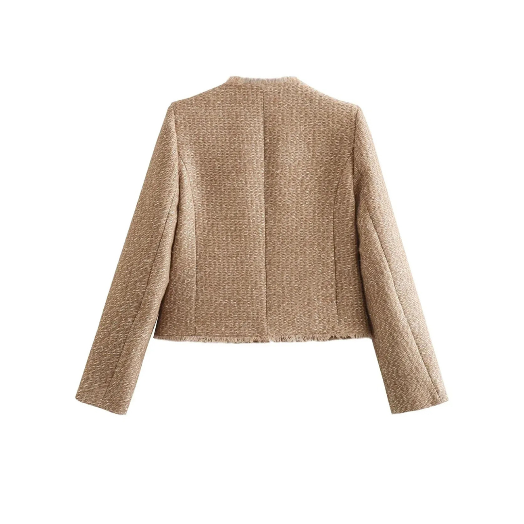 Women's Short Button Jacket | Long Sleeve, Warm Style