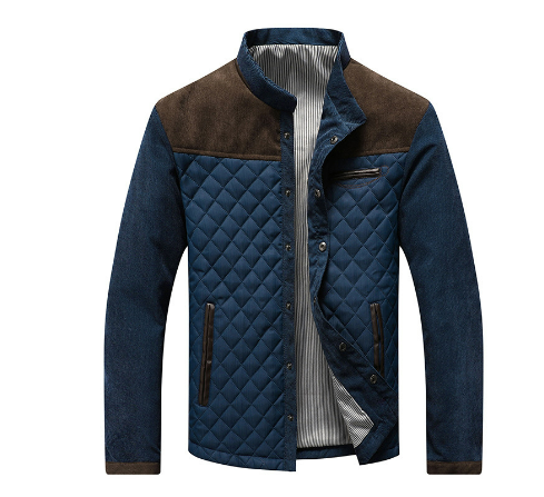 Brown Long Sleeve Zip Front Casual Jacket for Men