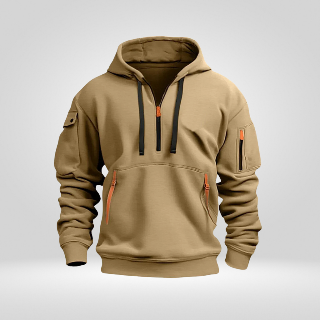 Men's Half Zip Hoodie – Comfortable Urban Pullover with Pockets
