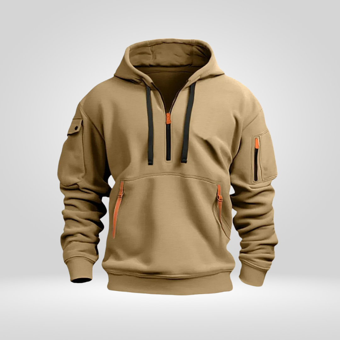 Men's Half Zip Hoodie – Comfortable Urban Pullover with Pockets