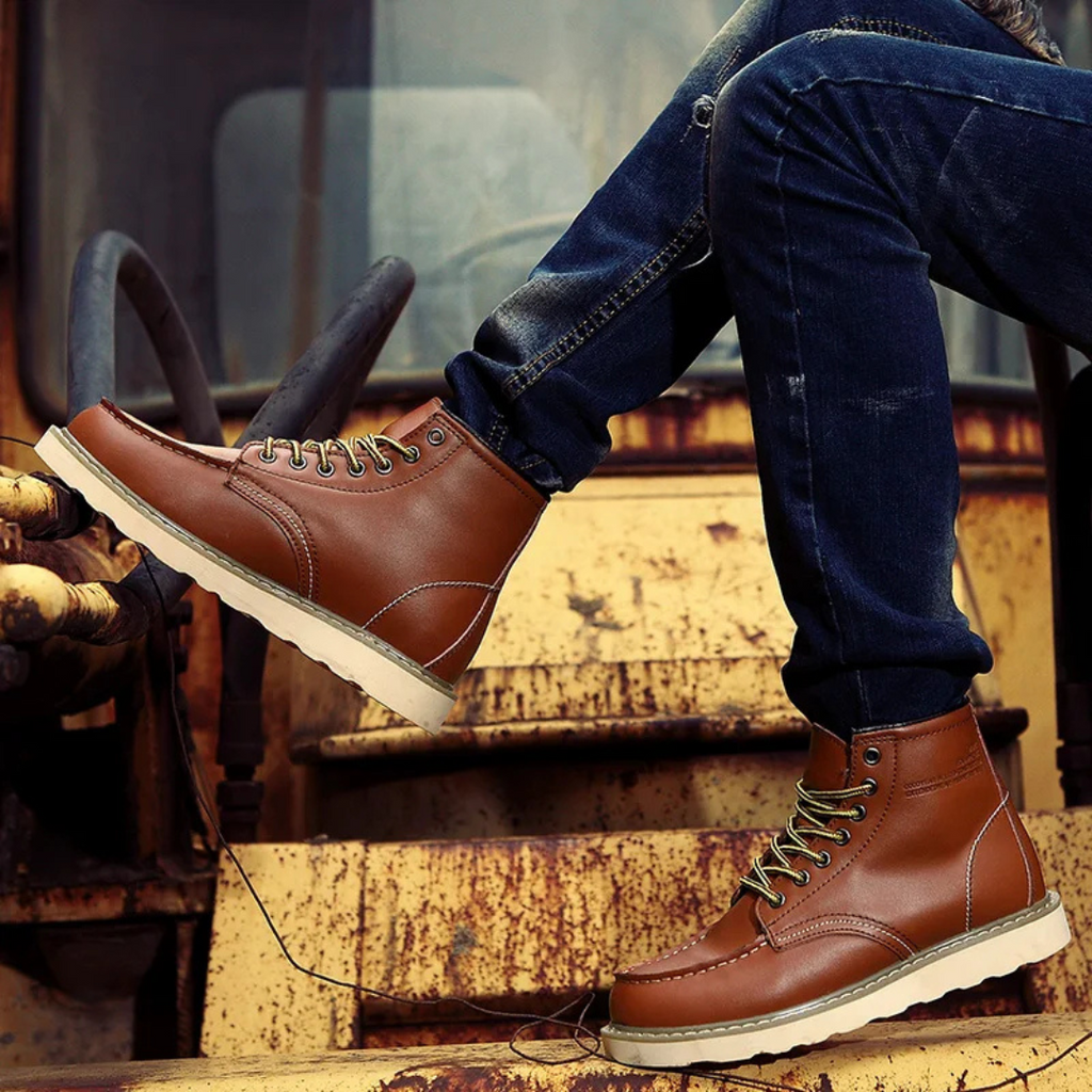 Black Leather Lace Up Vintage Ankle Boots for Men | Weekend Smart Casual
