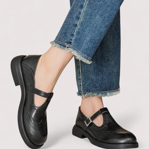 Brown and Black Mary Jane Shoes for Women | Orthopedic Support