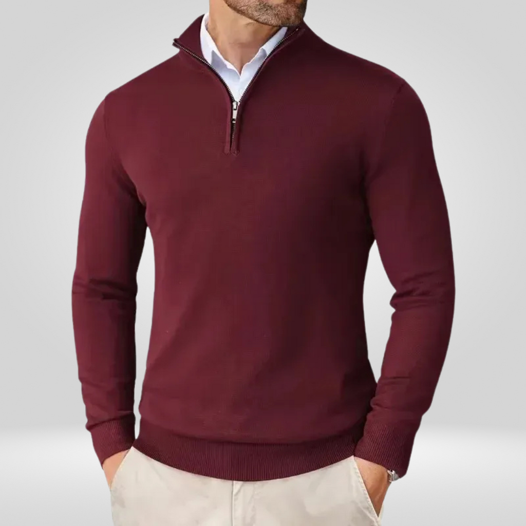 Men's Quarter Zip Sweater – Slim Fit Sport Pullover with Mock Neck