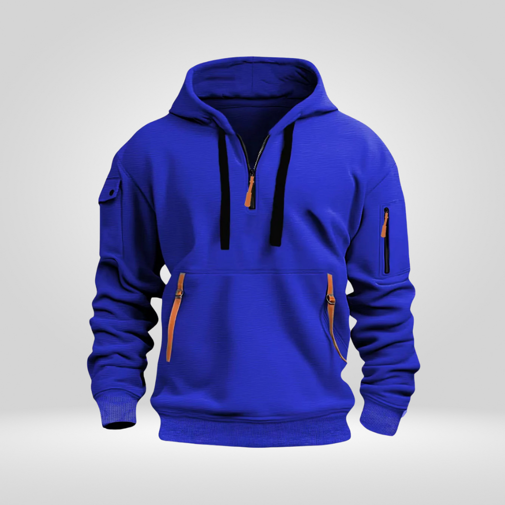 Men's Half Zip Hoodie – Comfortable Urban Pullover with Pockets