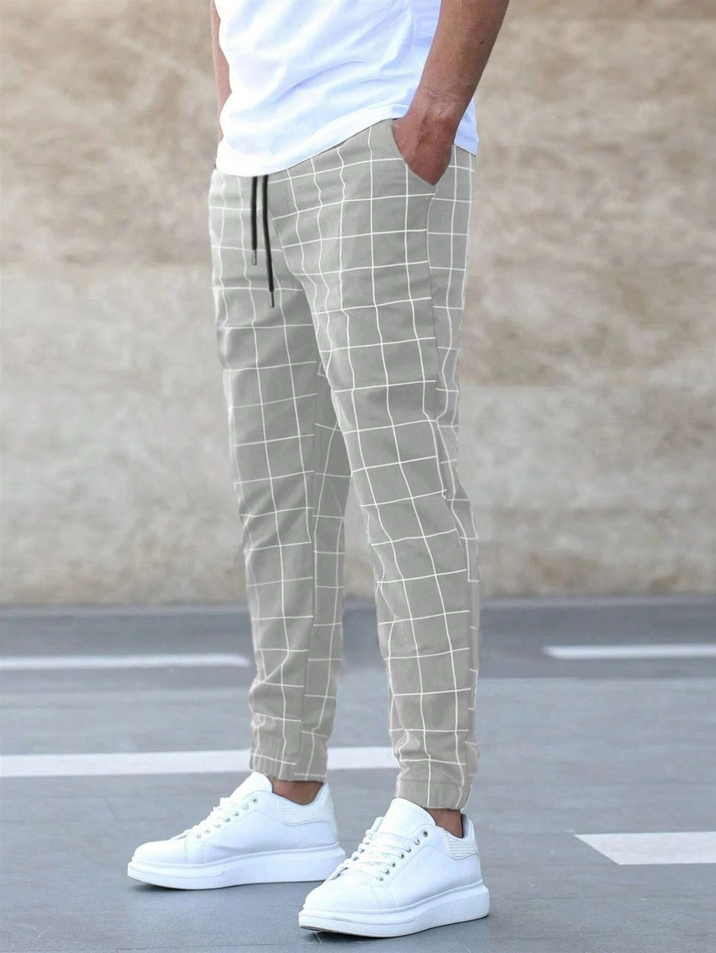 Gray Loose Fit Jogger Style Pants with Elastic Waistband for Men | Casual Wear