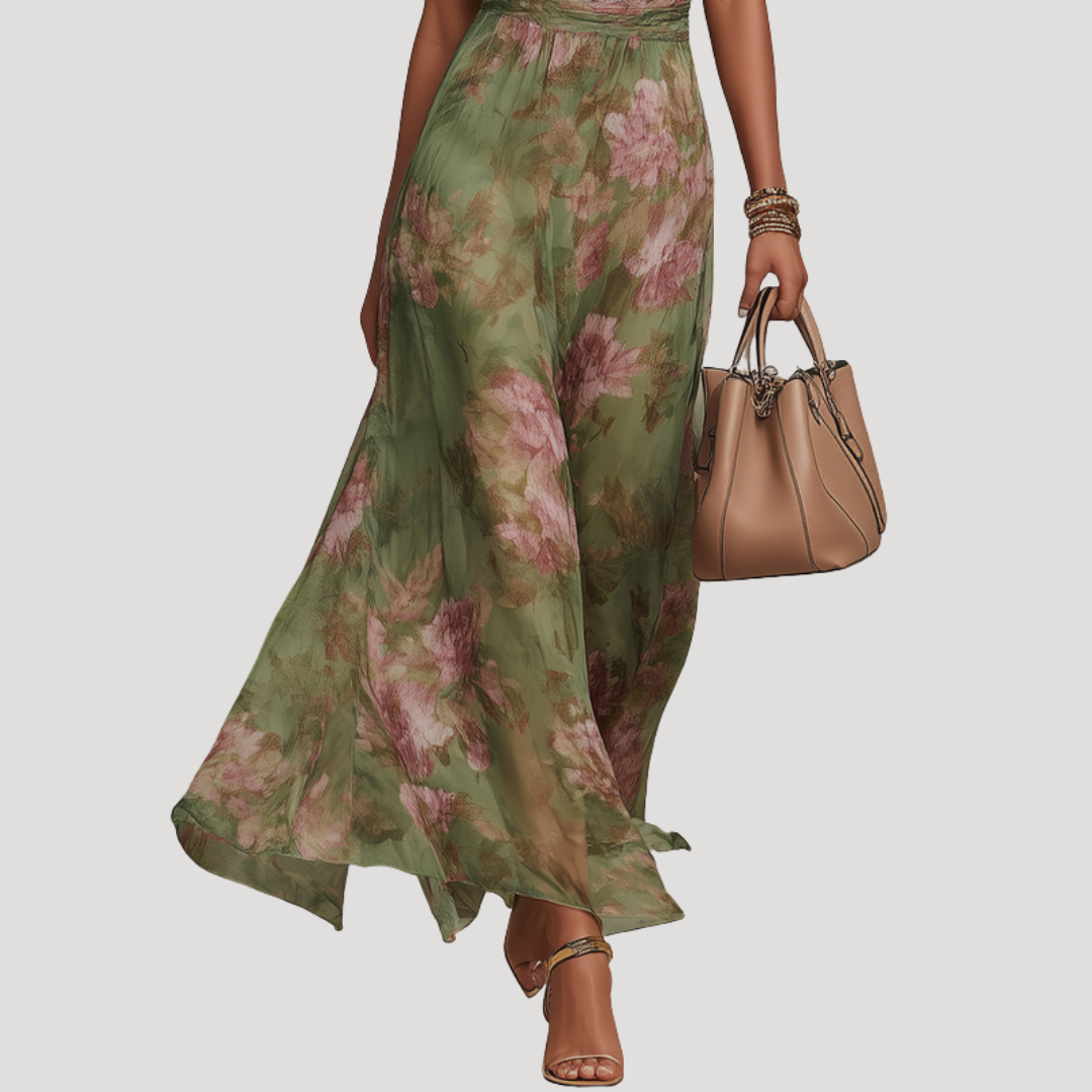 Floral Halter Neck Maxi Dress for Women | Wedding Guest