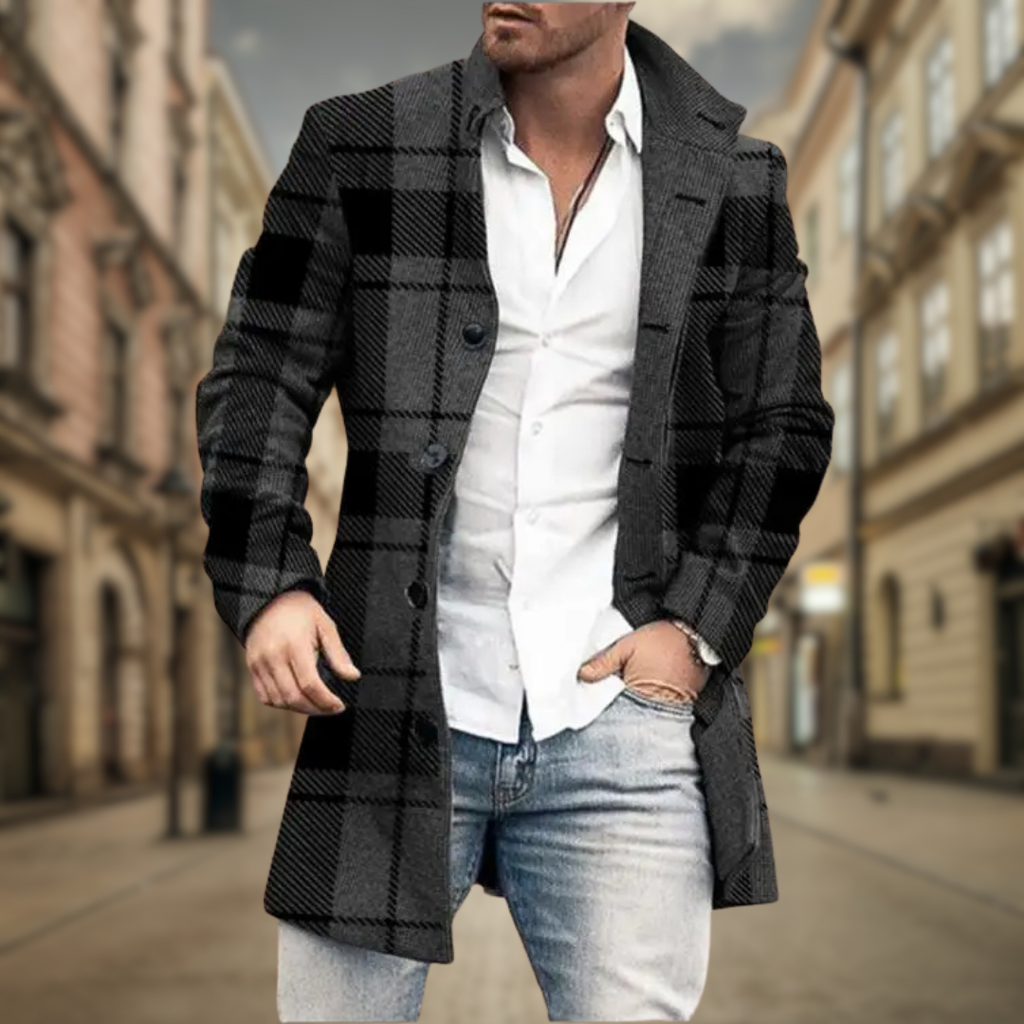 Elegant Men's Fitted Coat | Warm Long Coat