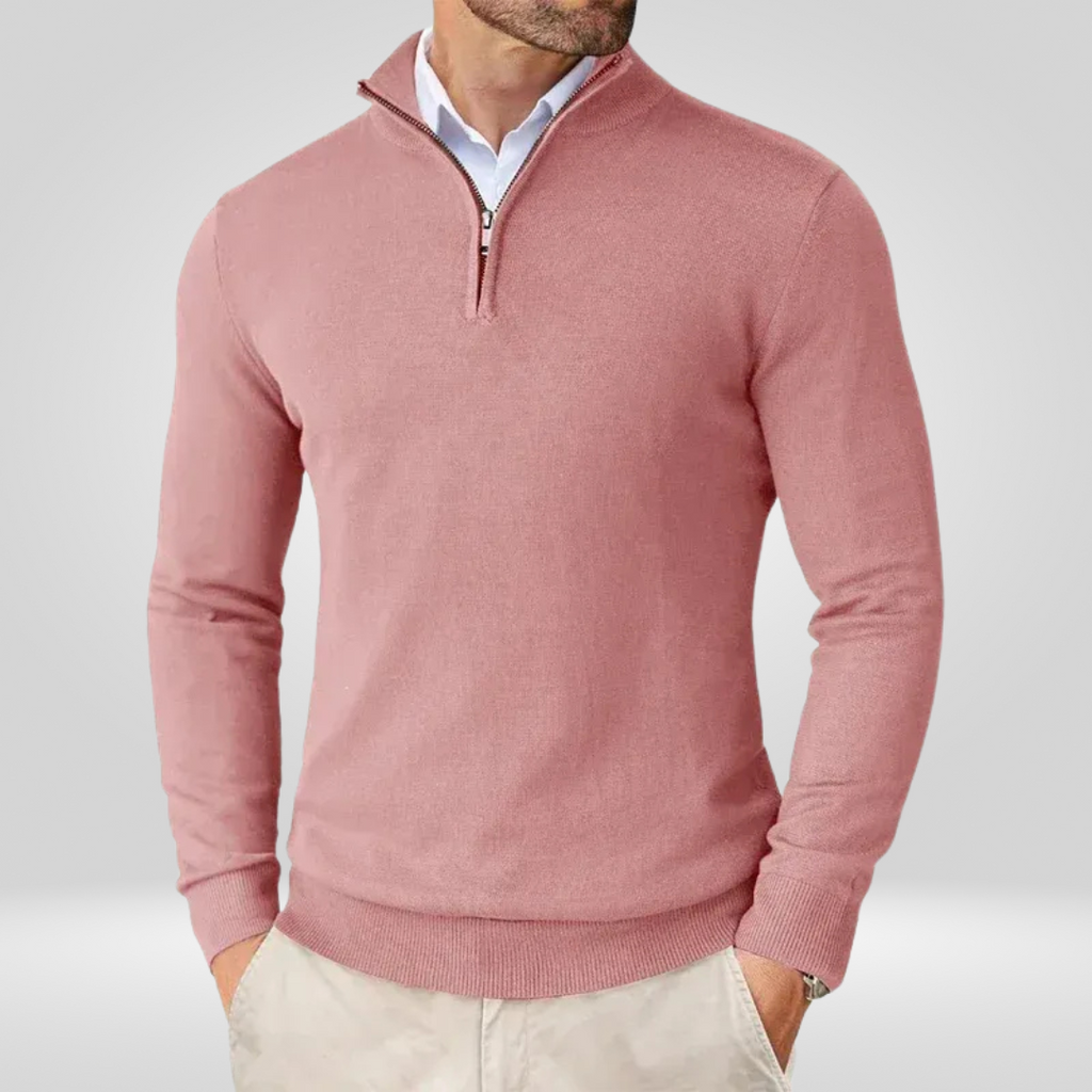 Men's Quarter Zip Sweater – Slim Fit Sport Pullover with Mock Neck