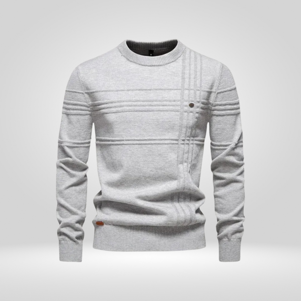Men's Knitted Pullover – Slim Fit Sweater Made of Breathable Cotton Blend