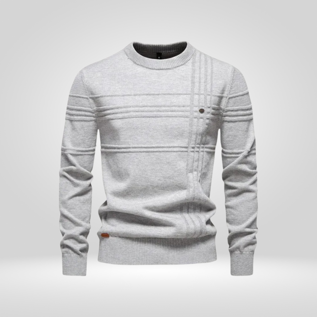 Men's Knitted Pullover – Slim Fit Sweater Made of Breathable Cotton Blend