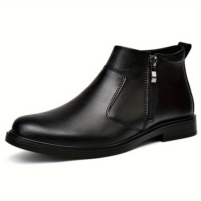 Plush Lined Side Zip Ankle Boots for Men | Cushioned Sole Winter Footwear