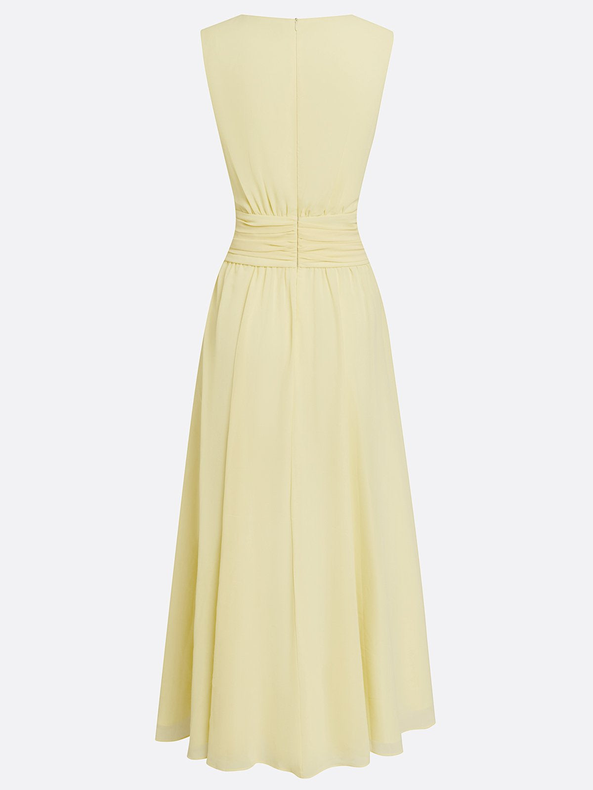 Sleeveless Ruched A-Line Chiffon Maxi Dress for Women | Wedding Guest