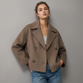 Women's Coat | Short Straight Double-Breasted Style