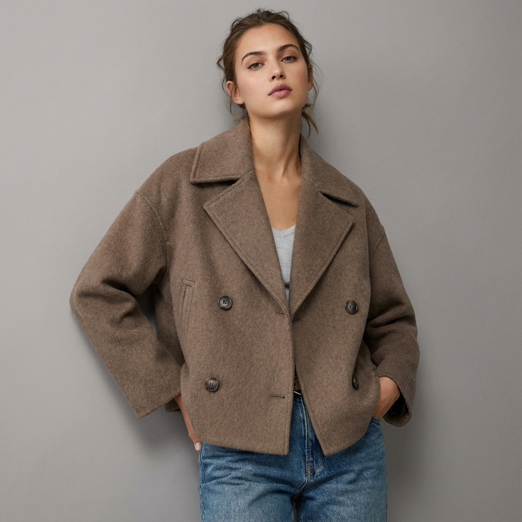 Women's Coat | Short Straight Double-Breasted Style