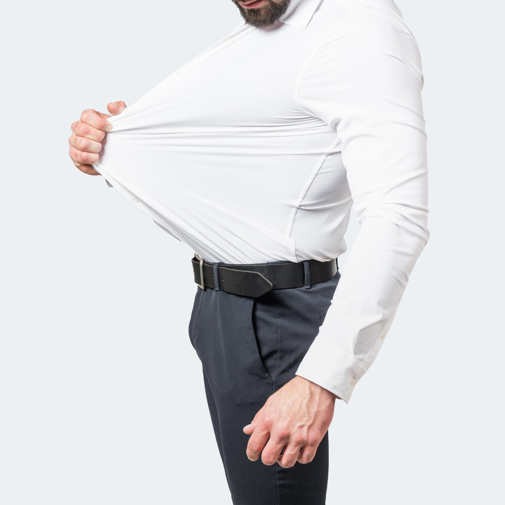 White Slim Fit Long Sleeve Shirt for Men | Stretch & Non-Iron