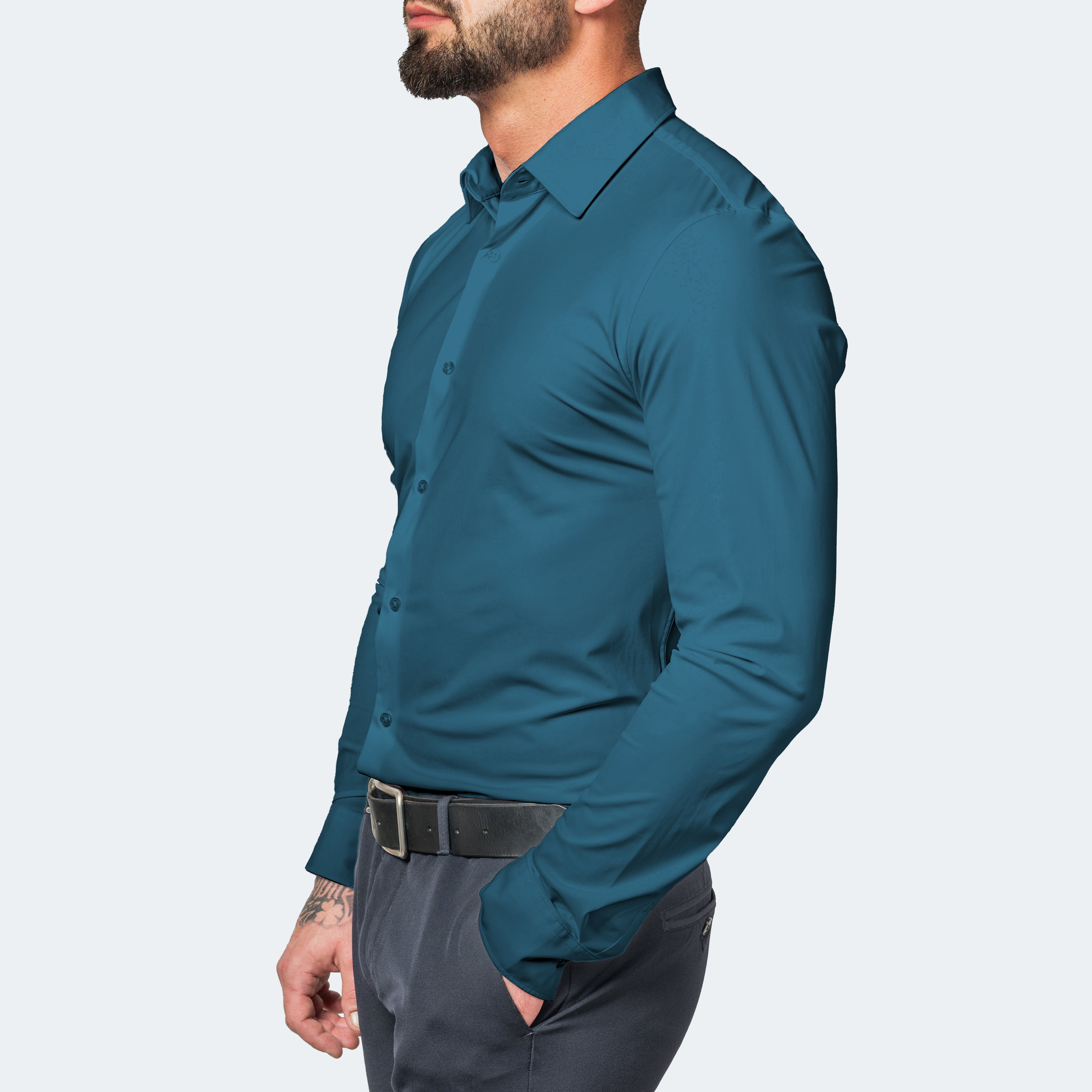 White Slim Fit Long Sleeve Shirt for Men | Stretch & Non-Iron