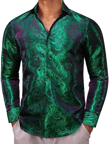 Paisley Jacquard Button Front Long Sleeve Dress Shirt for Men | Wedding Wear