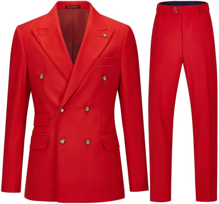Double Breasted Slim Fit Two Piece Suit Set for Men | Wedding and Business