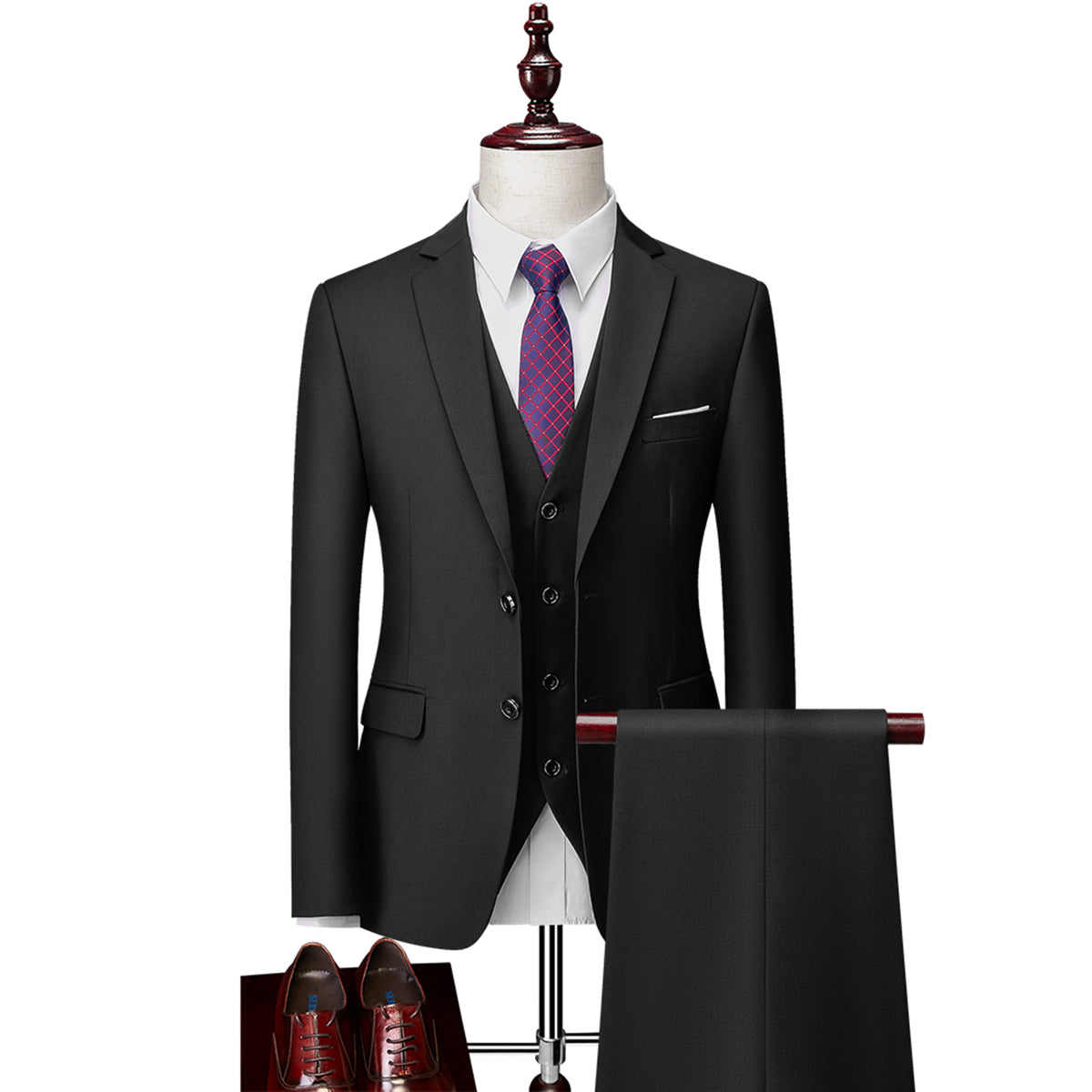 Navy Lapel Collar Three Piece Suit for Men | Wedding and Formal Occasions