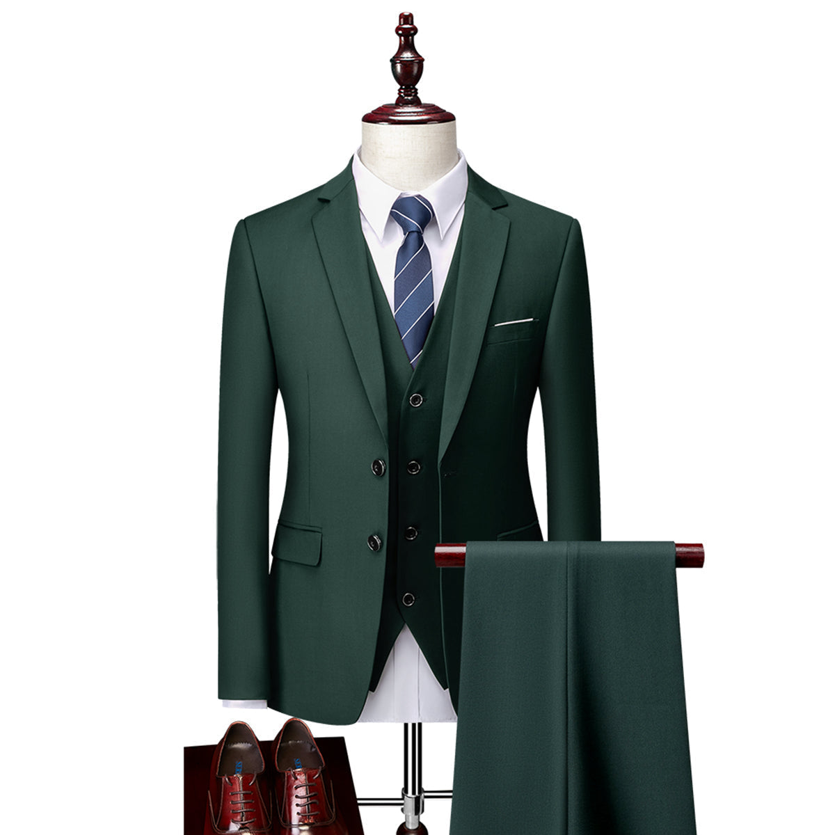 Navy Lapel Collar Three Piece Suit for Men | Wedding and Formal Occasions