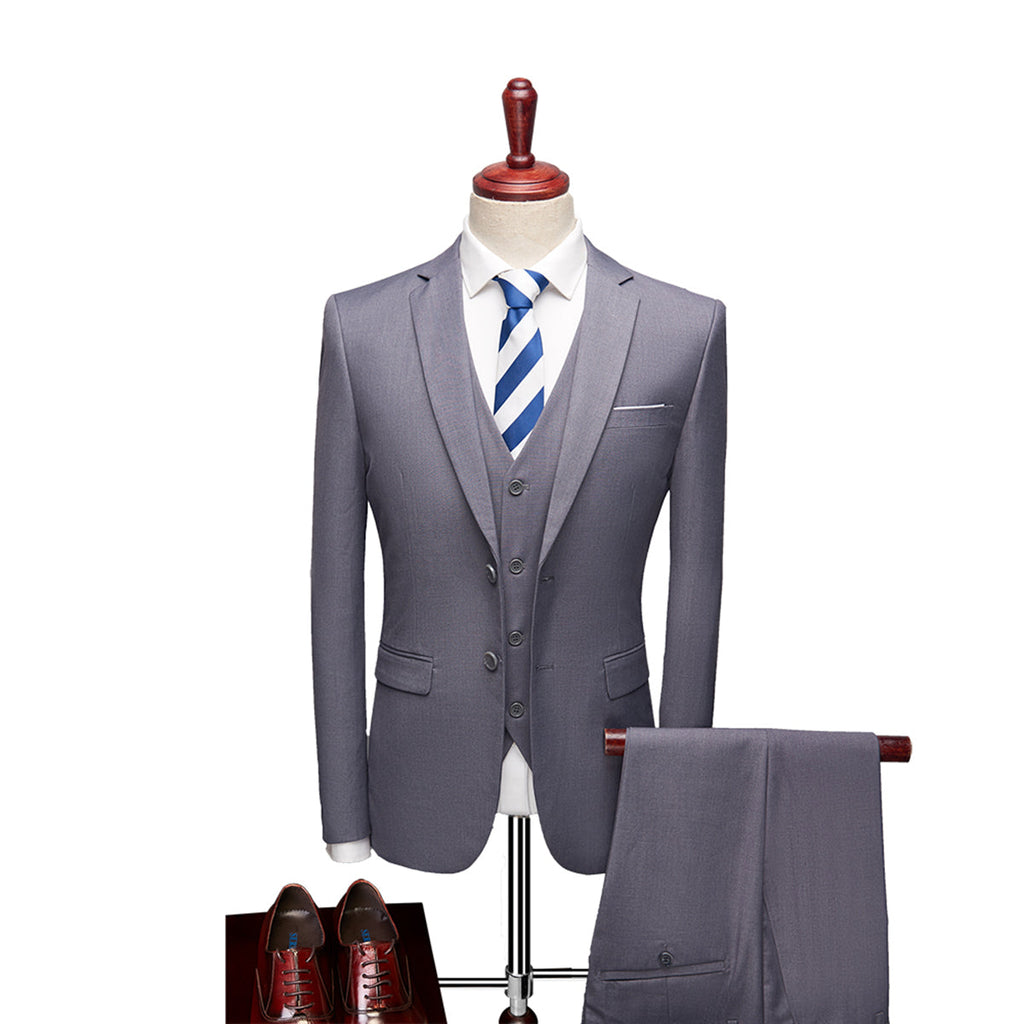 Navy Lapel Collar Three Piece Suit for Men | Wedding and Formal Occasions