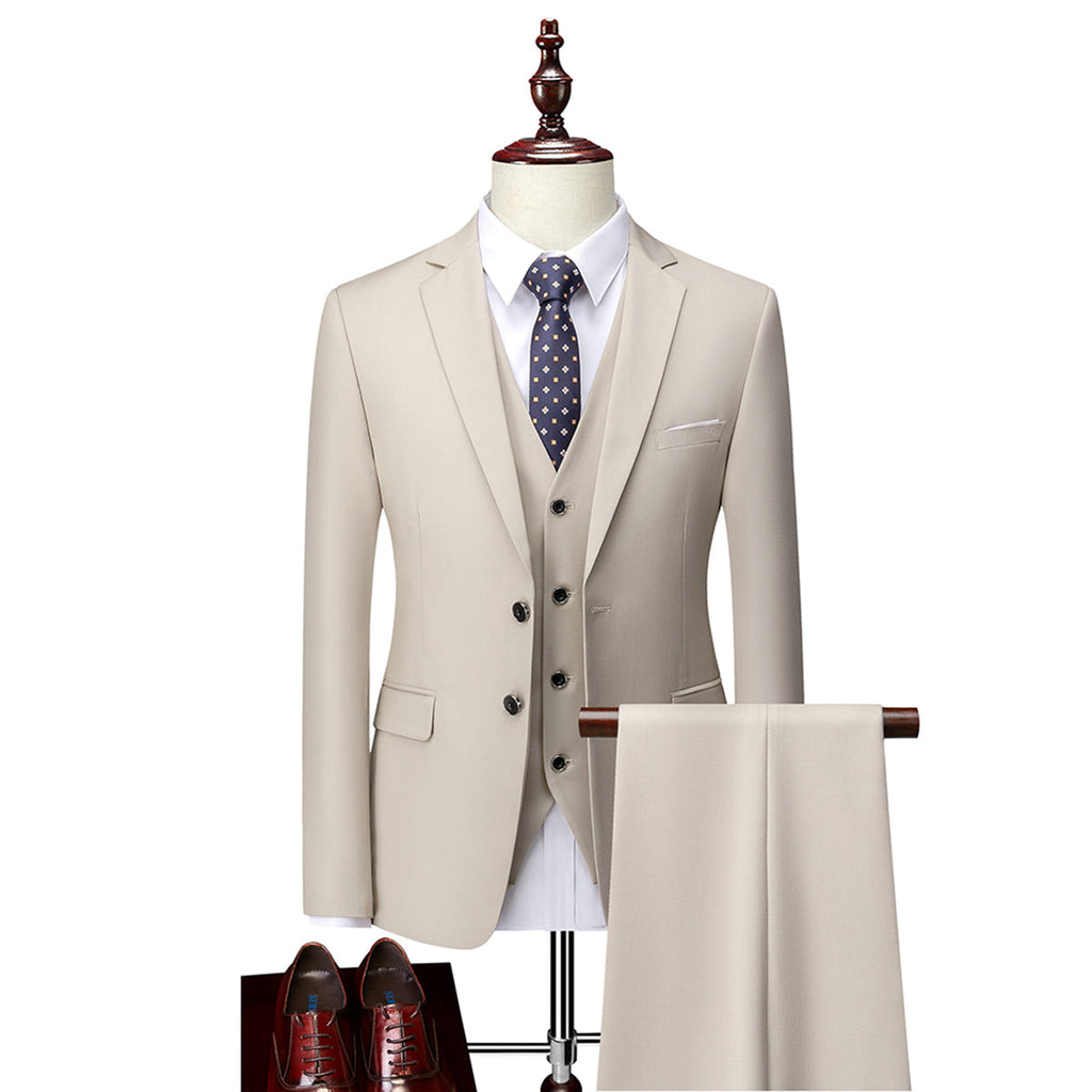 Navy Lapel Collar Three Piece Suit for Men | Wedding and Formal Occasions