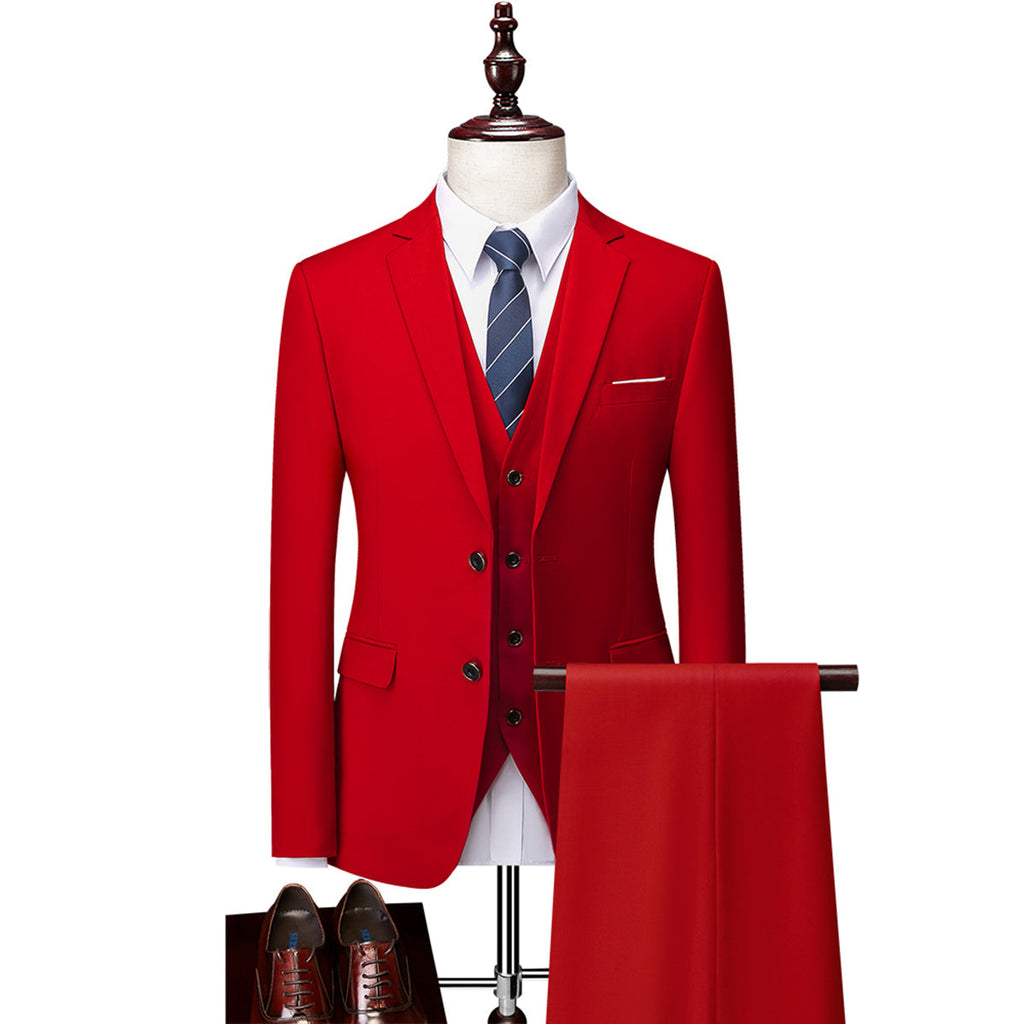 Navy Lapel Collar Three Piece Suit for Men | Wedding and Formal Occasions