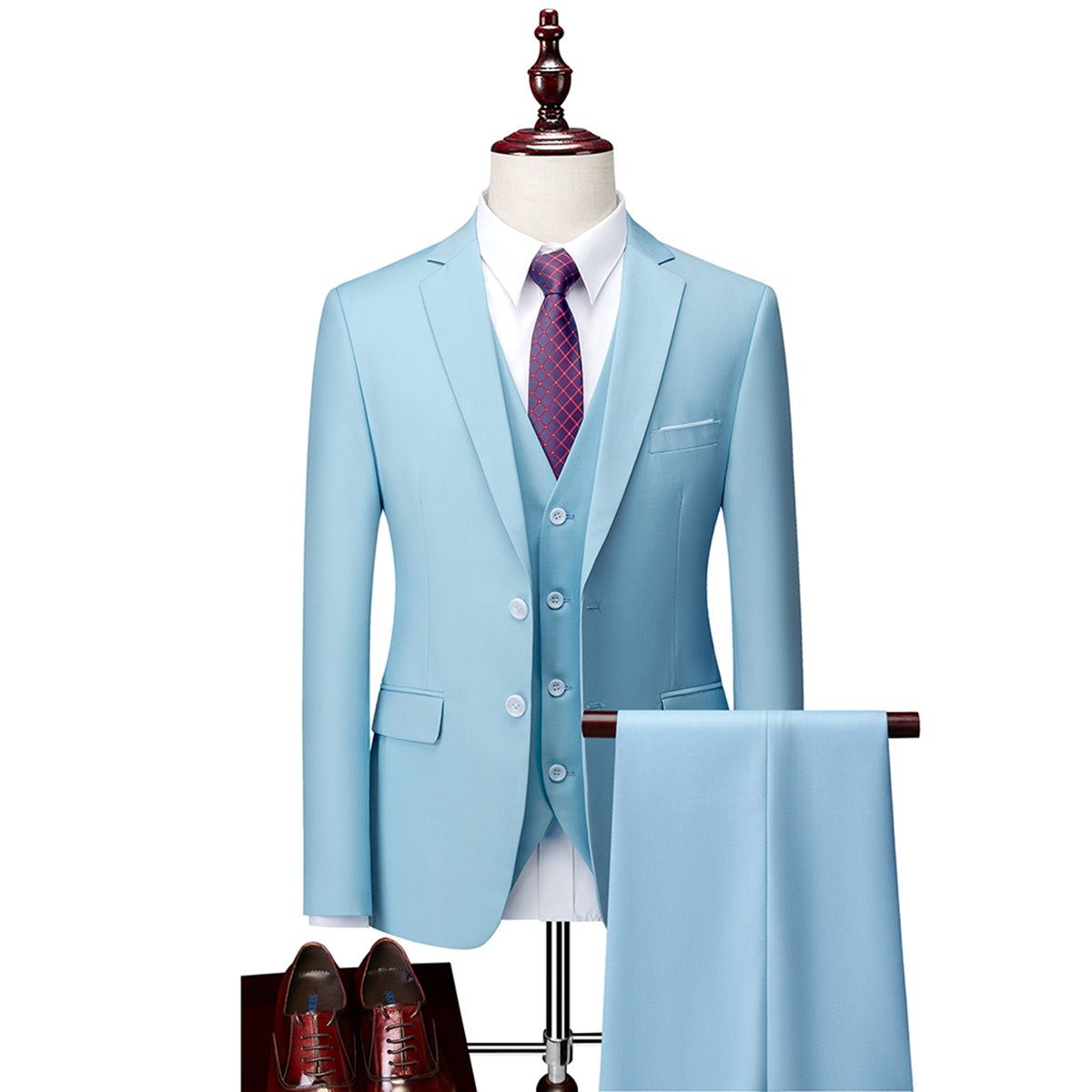 Navy Lapel Collar Three Piece Suit for Men | Wedding and Formal Occasions