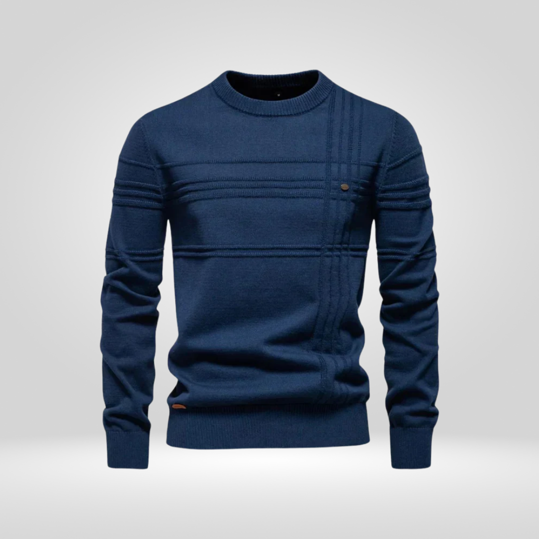 Men's Knitted Pullover – Slim Fit Sweater Made of Breathable Cotton Blend