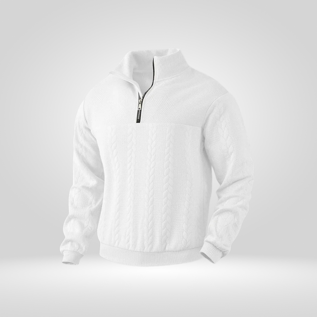 Men's Half-Zip Sweater – Stylish Henry Collar and Casual Comfort