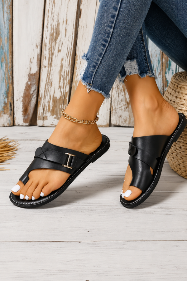 Black Cushioned Orthopedic Comfort Sandals for Women