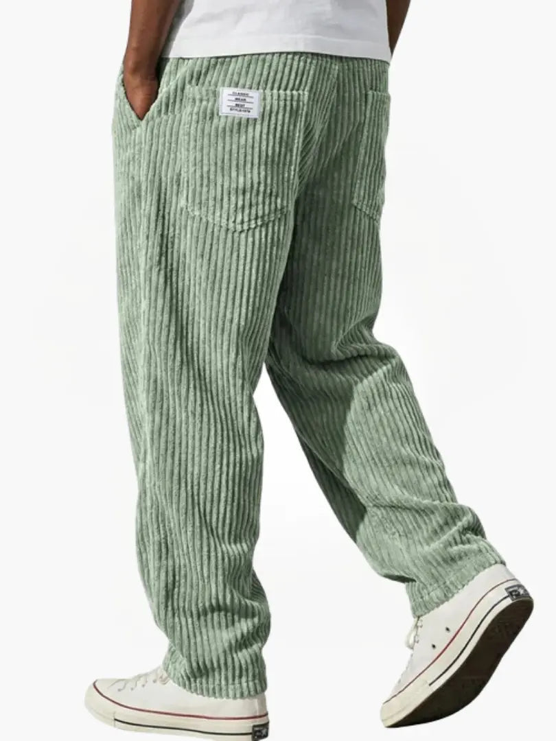 Corduroy Relaxed Fit Drawstring Pants for Men | Adjustable Waistband Casual