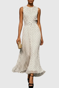 Polka Dot Halter Neck Keyhole Maxi Dress for Women