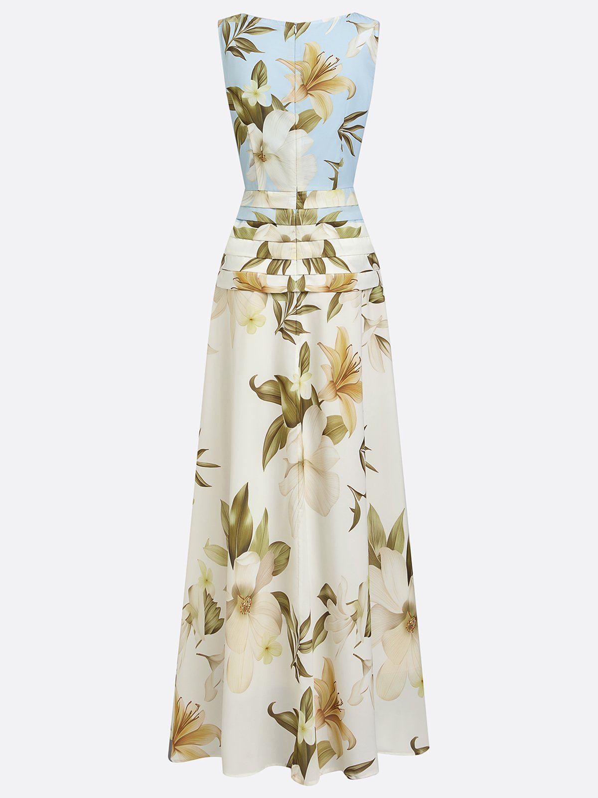 Floral Boat Neck Sleeveless Maxi Dress for Women | Wedding Guest