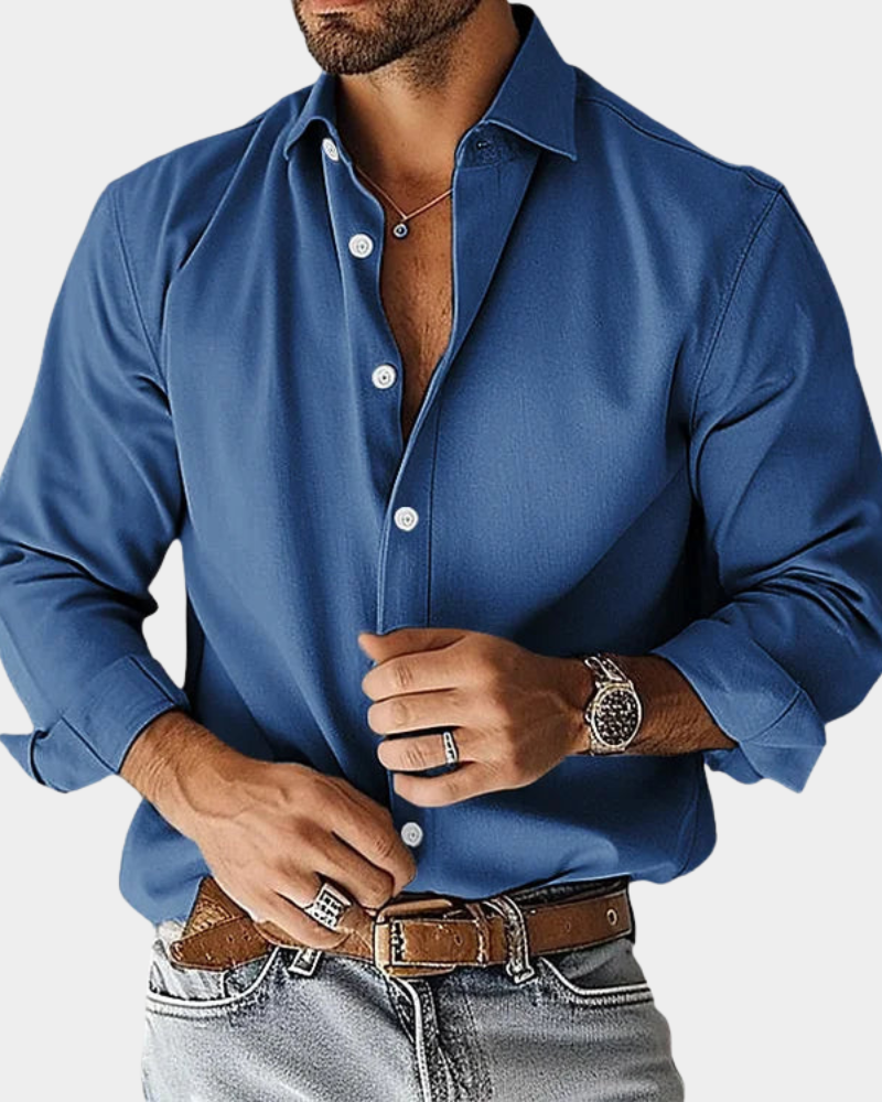 Wrinkle Resistant Slim Fit Button Front Long Sleeve Shirt for Men | Workwear