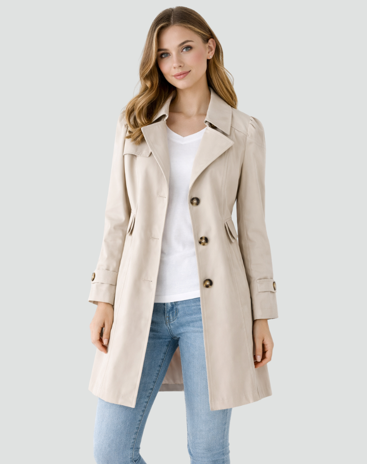 Tailored Lapel Mid-Length Trench Coat for Women | Classic Office Style