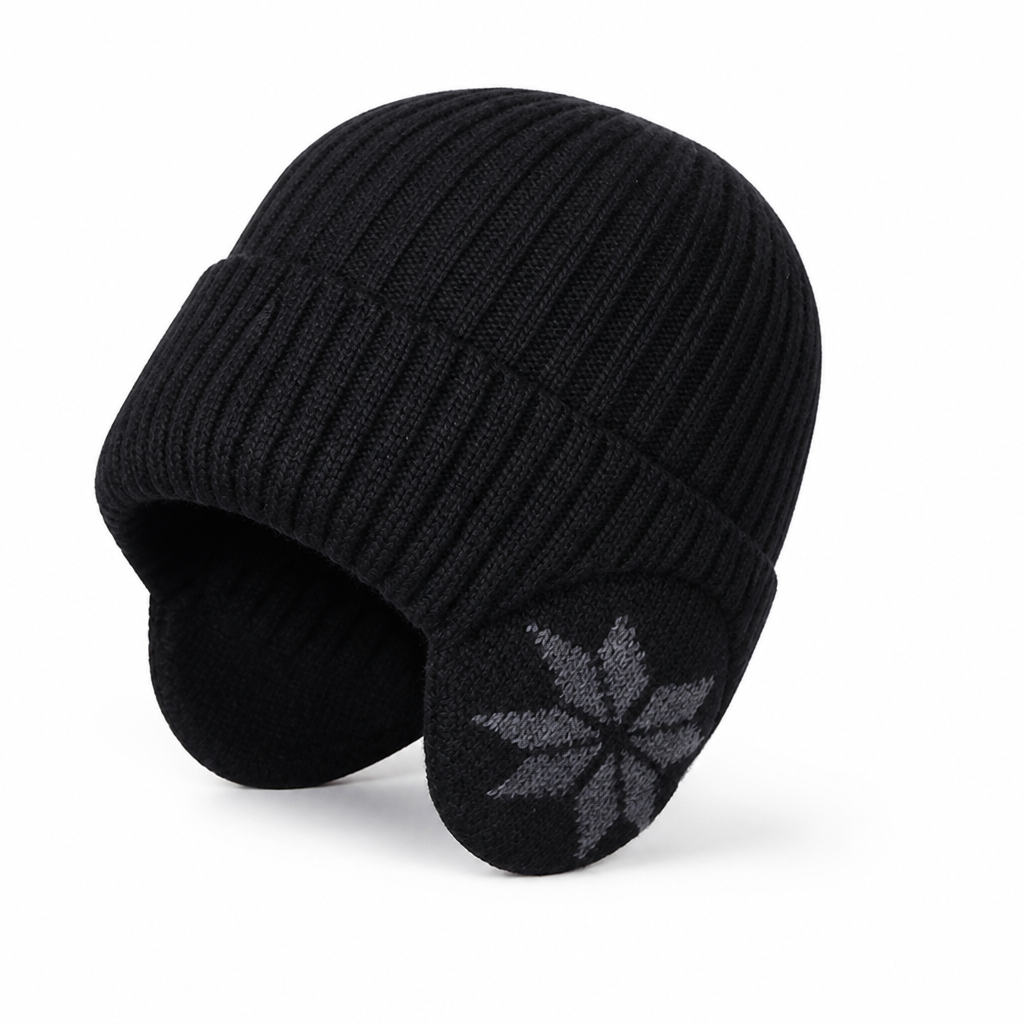 Fleece Lined Ribbed Knit Winter Beanie with Ear Flaps for Men | Stretch Fit