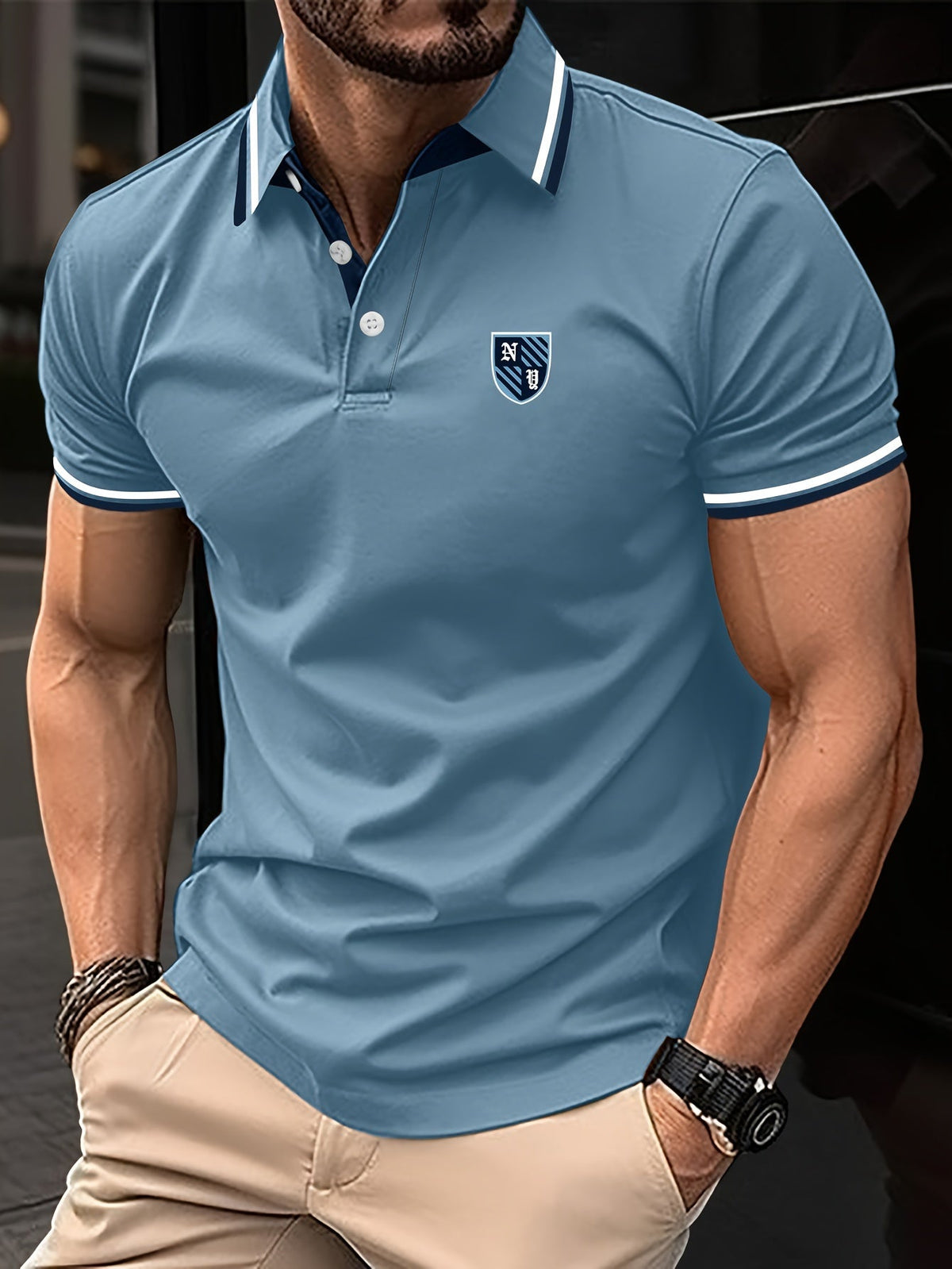 Yellow Striped Short Sleeve Knit Polo Shirt for Men | Lightweight Summer Wear