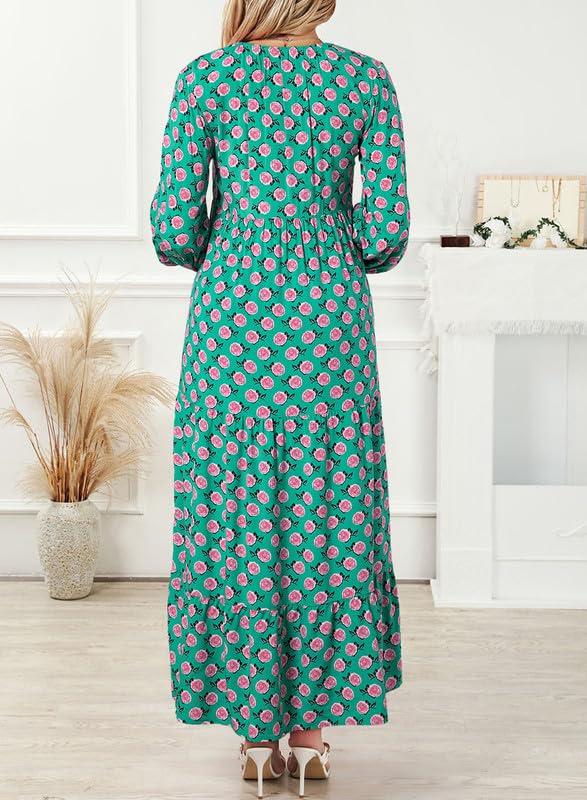 Floral Print Puff Sleeve Maxi Dress for Women | Summer Boho