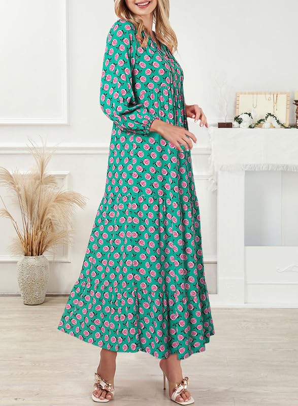 Floral Print Puff Sleeve Maxi Dress for Women | Summer Boho