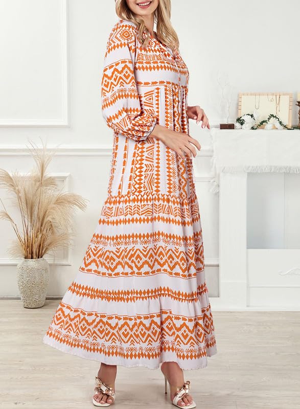Floral Print Puff Sleeve Maxi Dress for Women | Summer Boho