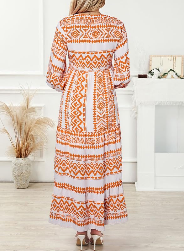 Floral Print Puff Sleeve Maxi Dress for Women | Summer Boho